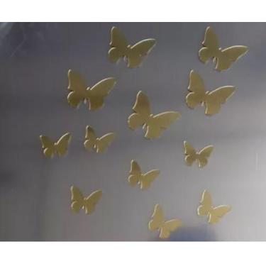 Imagem de Espelho Enfeite Decorativo Acrílico Borboletas Kit 12 Pcs - AGV Criaçõ