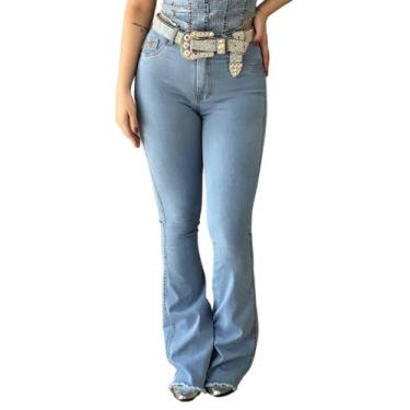 Imagem de Calça Jeans Azul Feminina Delavê Clara Básica Moda Country Texas Ranch