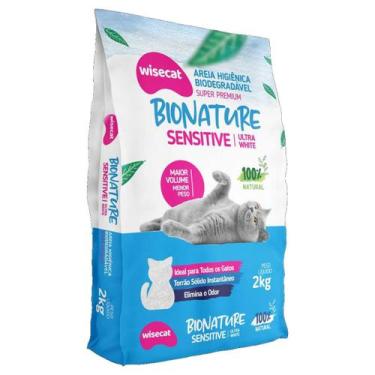 Imagem de Areia Higiênica Para Gatos Biodegradável Sensitive 2kg - WISECAT