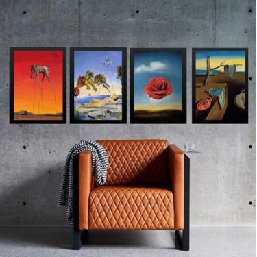 Imagem de Kit 4 Quadros Artes Salvador Dalí 45x34cm - Quadros On-line, Madeira b
