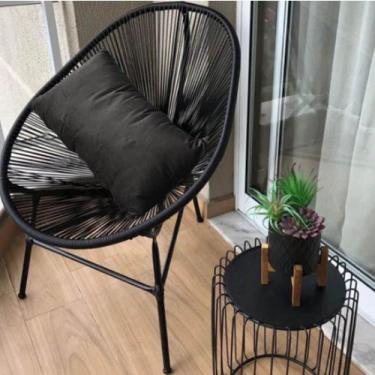 Imagem de Kit 02 Poltrona Cadeira Acapulco Plus com Almofada Quadrado Preto mate