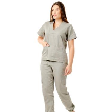 Imagem de Conjunto Scrub Básico Feminino - Bernice, Cinza, P