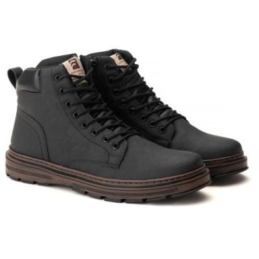 Imagem de Bota Coturno Masculino Preto e Marrom Sintético com Ziper - FERRARONI,