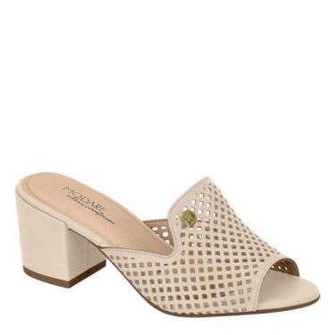 Imagem de Tamanco Feminino Modare Salto Baixo Grosso Conforto 7109.475, Creme na