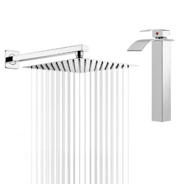 Imagem de Kit Torneira Banheiro Monocomando Bica Baixa Alta E Ducha Prata - Holt