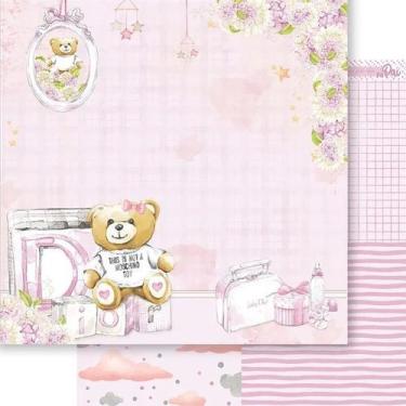 Imagem de Papel Scrapbook Dupla Face Menina Urso Rosa Sd-1291 30,5x30,5cm Litoar