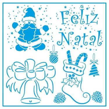 Imagem de Stencil Natal Litoarte 20 X 20 cm - STXXN - 013 Feliz Natal e Desenhos
