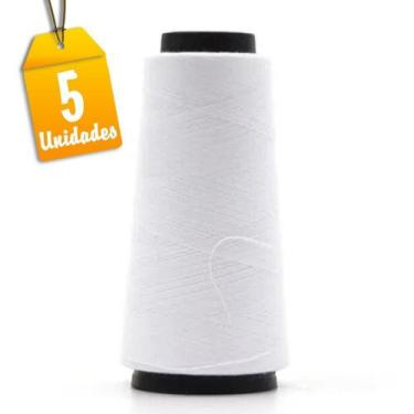 Imagem de Kit Linha para Costura Reta 120 Trichê Branca - 1300 metros 5 unidades