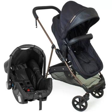 Imagem de Travel System Galzerano Carrinho De Bebê Napoli Preto Com Cobre