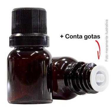 Imagem de Frasco Âmbar 10ml Tampa Preta Gotejador Liquido (20un) - Casa das Essê