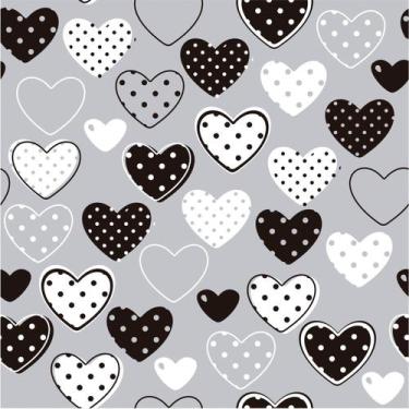 Imagem de Papel De Parede Adesivo Lavável sala Corações Preto Estampa 12m - DELI