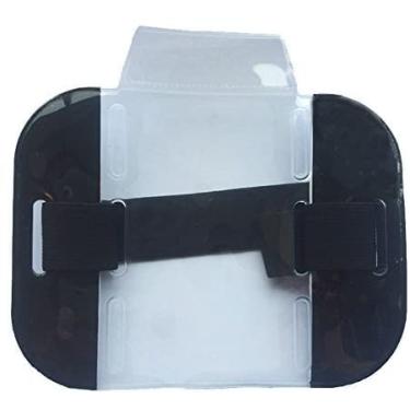 Imagem de Suporte para crachá de identificação de braçadeira refletiva preta de alta visibilidade com faixa elástica ajustável - para identificação de trabalho ou passe de esqui - da PAC Supplies Global