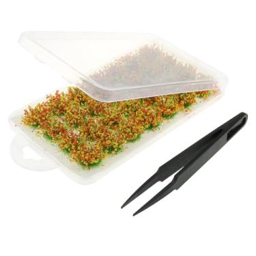 Imagem de ZZHXSM 28PCS 14x10mm Plastic Grass Cluster Model with Tweezer Miniature Flower Bushes Static Orange Yellow Chrysanthemum Grass Cluster Railway Artificial Grass Miniature War Game Terrain DIY Model