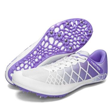 Imagem de Ifrich Tênis de corrida masculino feminino para atletismo Spikes Athletics, Branco, roxo, 36