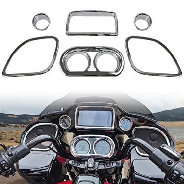 Imagem de VEISUTOR Kit de Acabamento de Carenagem Interna para 2015-2022 Road Glide, Capas de Medidor de Velocímetro Cromadas para Harley Cvo Road Glide Limited Acessórios Especiais Ultra 2015-2022, Substituiçã