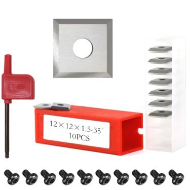 Imagem de Inserções quadradas de carboneto de 12 mm, inserções intercambiáveis 12 x 12 x 1,5 mm para torneamento de madeira, ferramentas de torno em espiral helicoidal, cabeça de cortador de plaina de madeira,