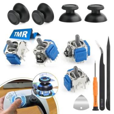 Imagem de Pacote com 4 Joysticks para PS5 TMR Joystick Eletromagnético de Substituição para Sony PlayStation 5 PS5 Controlador Anti-Drift Sticks com Acessórios de Polegar Peças com Ferramentas de Reparo