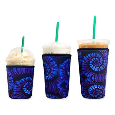 Imagem de Baxendale – Manga de café gelado para copos de bebidas frias, pacote com 3, PM-Med-Lg, 4 mm de espessura (3 unidades, PM-Med-Lg, Tie Dye #5)