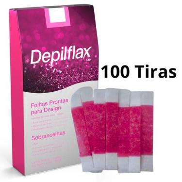 Imagem de 100 Tiras De Cera Depilatórias Sobrancelhas e Buço Depilflax Tutti Fru