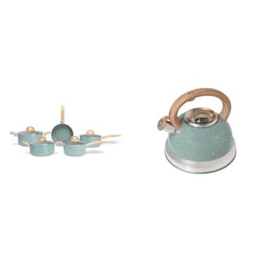 Imagem de Kit Brinox Panelas Ceramic Life 5pç + Chaleira 2.7L Verde