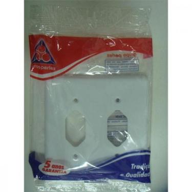 Imagem de Placa Perlex Branca 4X4 (1 Tomada+1 Tomada) 23Pl11T, Branco