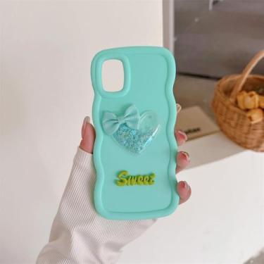 Imagem de Capa de telefone com moldura de onda de coração com areia movediça fofa para Oneplus 11R Ace2 12 12R ACE3 NordN30 Capa à prova de choque, verde, para OnePlus NordCE2Lite