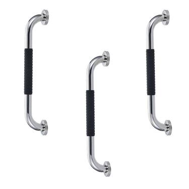 Imagem de Barra de Apoio 60cm Inox Kit 3 unidades Suporte Antiderrapante Banheiro Box Segurança Idoso Cadeirante Gestante Acessibilidade