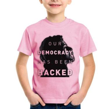 Imagem de Camiseta Infantil Our Democracy Has Been Hacked - Foca na Moda, Rosa b