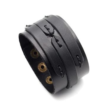 Imagem de Xusamss Pulseira de couro larga punk rock, Couro sintético liga metálica Couro sintético, Sem pedras preciosas