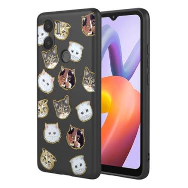 Imagem de KOARWVC Capa de telefone para Redmi A1 Plus, capa para Redmi A2 Plus, Xiaomi Poco C50/Poco C51, design de padrão de gato, fina, protetora, macia, amortecedora, para Xiaomi Redmi A1+ A2+, gato preto
