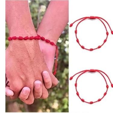Imagem de Pulseira Ajustável 7 Nós Vermelha Proteção Contra Mal - Giog Joias