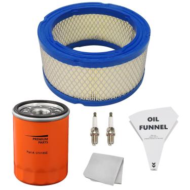 Imagem de Jvfnxpm 0C8127 Filtro de ar 070185ES Kit de manutenção de filtro de óleo para Gene-rac V-Twin 760cc 990cc Motor 12-18 KW refrigerado a ar (pré-2013) com funil de papel para limpeza de óleo e vela de