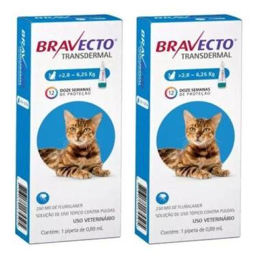 Imagem de 2 Bravecto Transdermal Gato De 2,8 A 6,25kg Antipulgas 250mg