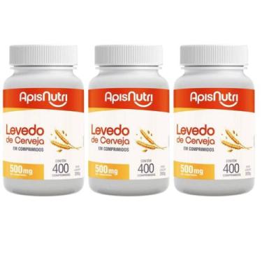 Imagem de 3x Suplemento Levedo de Cerveja 400 comprimidos  Apisnutri