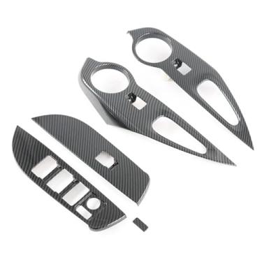 Imagem de 3X Carro ABS Fibra de Carbono Interruptor de Janela Painel Tampa Guarnição de Controle de Elevação Guarnição Compatível com Toyota Corolla Cross 2020 Direção à Esquerda