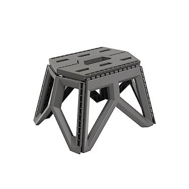 Imagem de KZGMMHY8 Banqueta portátil dobrável de plástico ao ar livre banco de pesca resistente e durável banco de acampamento (cor: estilo 2 (cinza), tamanho: 28,5 * 20 cm)