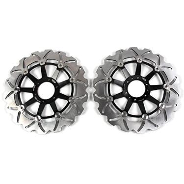 Imagem de 1 par de discos de freio dianteiros flutuantes compatíveis com Honda CBR900RR FIREBLADE ABS 1992-1994, VFR 800 Interceptor ABS 2002-2009, peças de acessórios de motocicleta preta