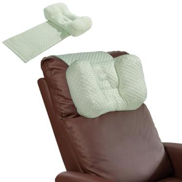 Imagem de MABOZOO Almofadas de pescoço para poltronas reclináveis com bolso, almofada de encosto de cabeça para alívio da dor no pescoço e suporte cervical, travesseiro reclinável de cabeça para dormir de lado