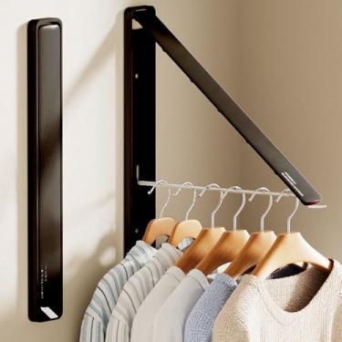 Imagem de Deasolin Rack de secagem de roupas, prateleira de secagem retrátil para lavanderia, suporte de secagem de roupas dobrável para uso interno ou externo, secador de alumínio de fácil instalação, 2 peças