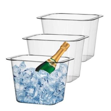 Imagem de Kit 03 Balde de Gelo Cristal 4,8 L Bebidas Cerveja Champagne - Três Tr