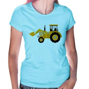 Imagem de Baby Look Trator Pá Carregadeira Amarelo - Foca na Moda, Azul bebê, GG