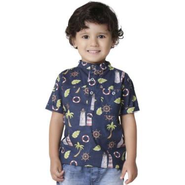 Imagem de Camisa Infantil Look Jeans Estampada Marinho, 02