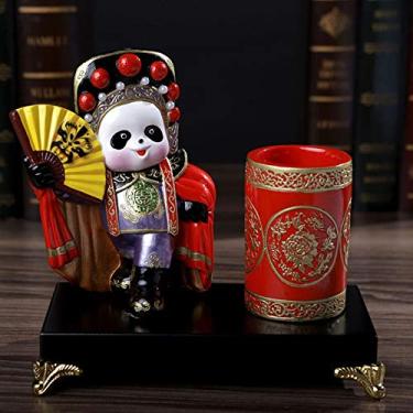 Imagem de Porta-lápis com personagens de ópera de Pequim estilo chinês criativo para escritório e decoração de casa, o acessório de escritório perfeito e presente para amigos, pote de caneta (H)