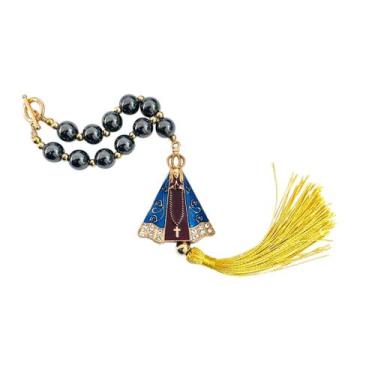 Imagem de Terço Retrovisor Carro Nossa Senhora Aparecida - Hematita - Equilíbrio