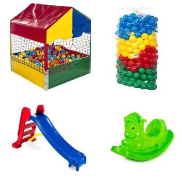 Imagem de Piscina De Bolinhas 1,00m  500 Bolinhas  Escorregador Médio  Gangorra 