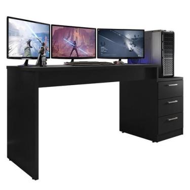 Imagem de Mesa para Computador Desk Gamer DRX-5000 Preto Black - PR Móveis, Pret