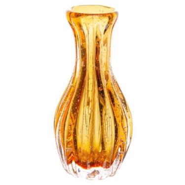Imagem de Vaso de Plantas Flores Italy Vidro Murano Âmbar Laranja 9,5x20cm Wolff