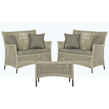 Imagem de 2 Sofás E Mesa Igapó Alumínio Preta Corda Náutica E8 Trama Rami