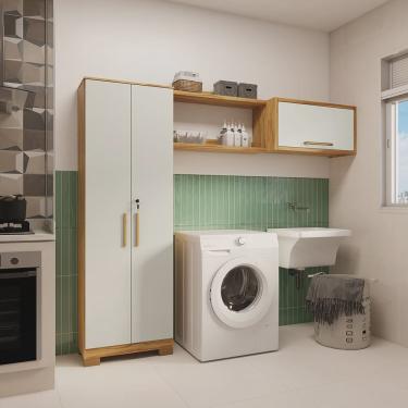 Imagem de Conjunto para Lavanderia com 3 Peças 100% Mdf Vicenza Espresso Móveis