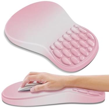 Imagem de YIWEI Mouse pad ergonômico com suporte para descanso de pulso, mousepad com descanso de pulso de espuma viscoelástica confortável e base de poliuretano antiderrapante para alívio da dor, computador